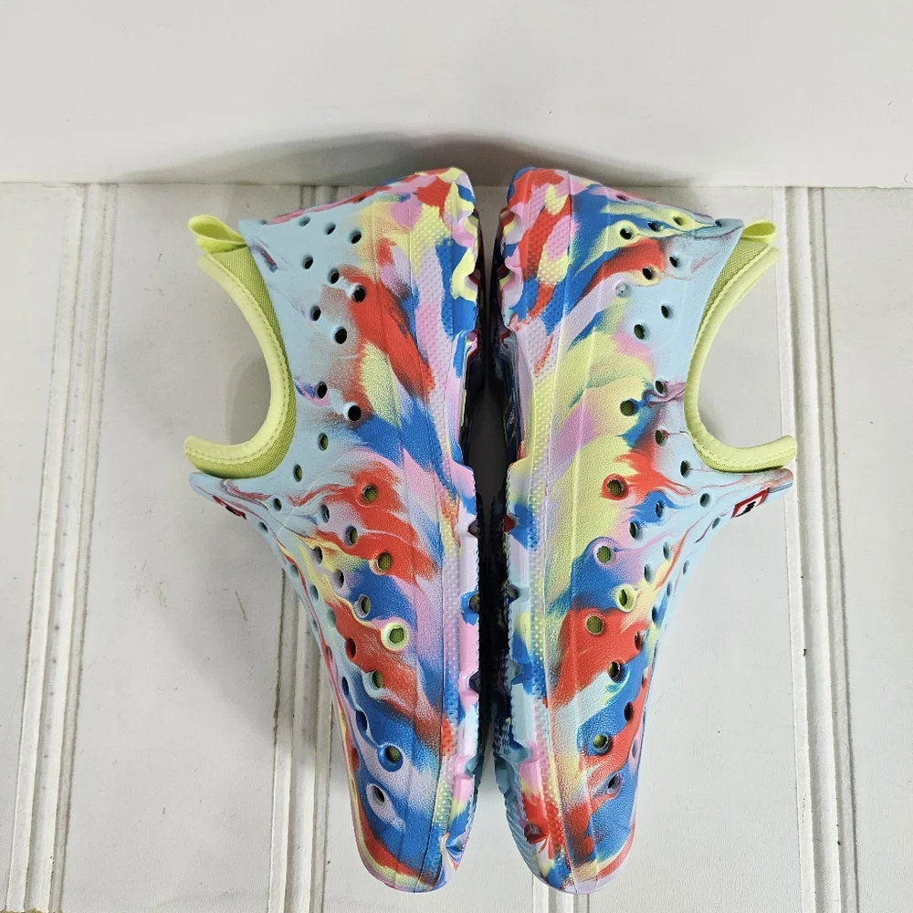 Hunter Kids Water Shoes Size 36 Original Lightweight Marble Blue Yellow Slip On